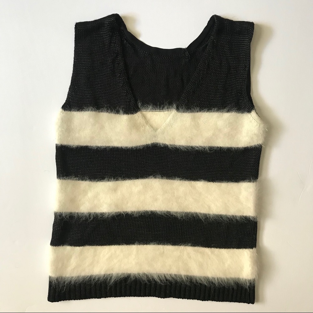 Balenciaga striped angora fur shirt/ sweater